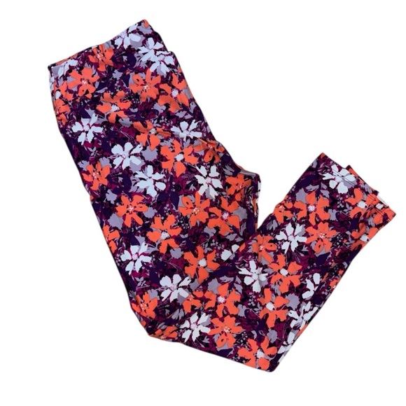 LuLaRoe Pants - LuLaRoe Purple Orange Floral Leggings Tall and Curvy 12/14-22/24
